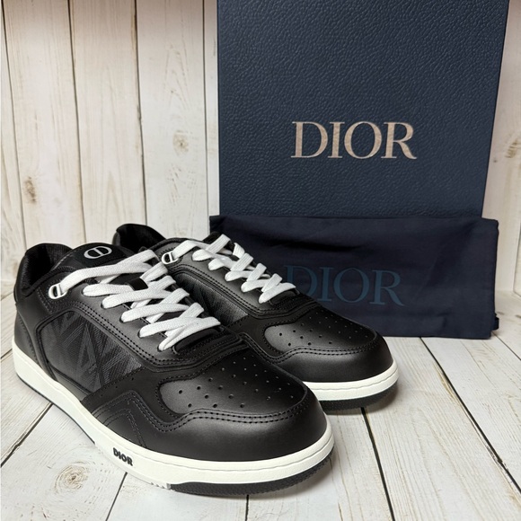 Christian Dior B27 Uptown Low-Top Leather/Coated Canvas Sneaker Black Sz 43 / 10 - Picture 1 of 14